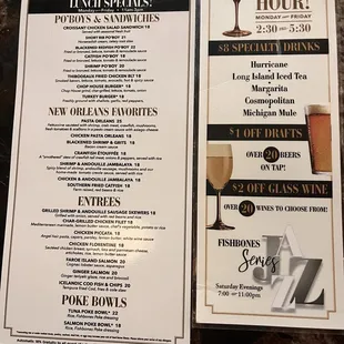 Happy hour menu