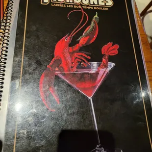 a red lobster in a martini glass