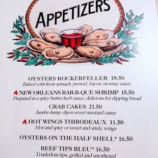  menu for appetizers