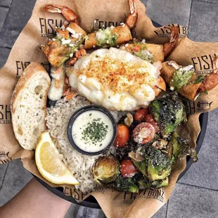 Plate medley of many dishes