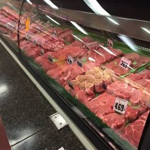 a display of meat for sale