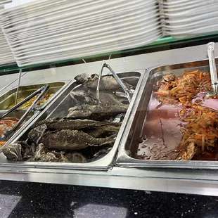 a variety of seafood dishes