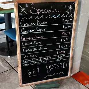 a menu for a special dinner