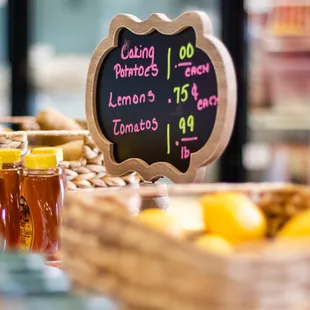 a display of honeys and jams