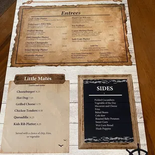 Back of menu