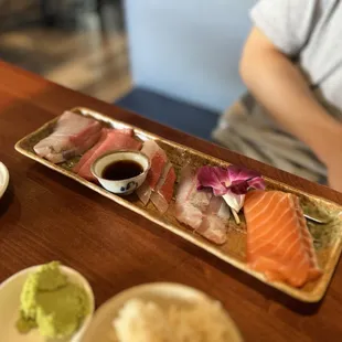 Sashimi lunch ($28)
 (only sashimi pictured, sides not in picture)