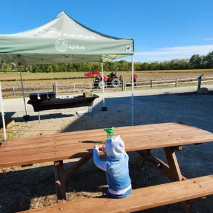 Picnic table seating for snacks