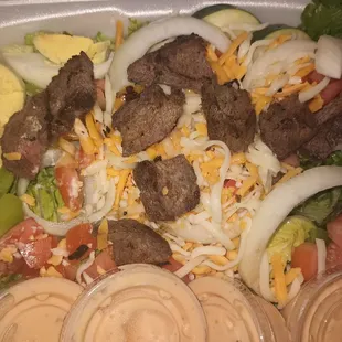 Nice Steak Salad under $15. I did ask for extra dressing but sweet Jesus.  :)