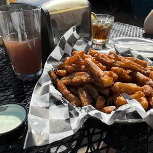 Eggplant Fries with Cucumber Wasabi sauce.
