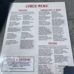 Lunch menu.