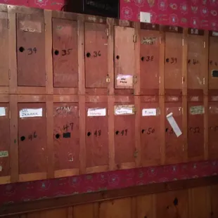 Liquor bottle lockers.