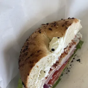 Club on an onion bagel