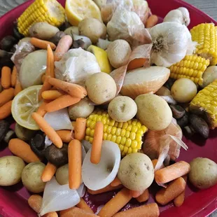a plate full of food