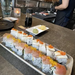 interior, sushi and sashimi