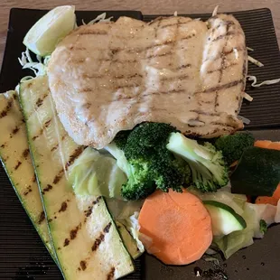 Grilled swai with 2 veggie sides