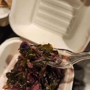 BAAAAAAAABEEEEEE! These greens! They are sweet, but in a good way. It tastes like sweet potatoes and greens.