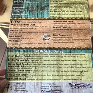 Menu as of August 2017