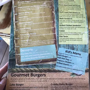 Menu as of August 2017