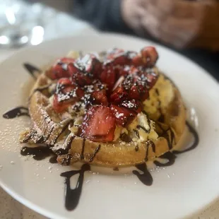 Strawberry Cheesecake Waffles Breakfast