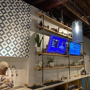 a bar with a tv