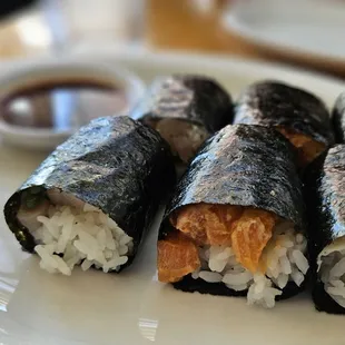 Temaki "Handroll" Flight yellowtail, salmon, maryland blue crab