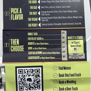 Food truck menu