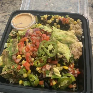 Bakersfield bowl added jalapeno, avo, and green onion