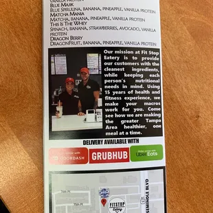 a menu for a restaurant