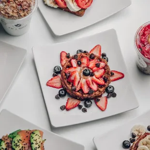 Best selling oatmeal vegan, gluten-free waffles (add any superfoods to blend: açaí, matcha, taro, etc)