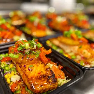 a close up of a tray of food