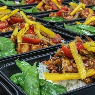 Hoisin Chicken with Sugar Snap Peas and Jasmine Rice