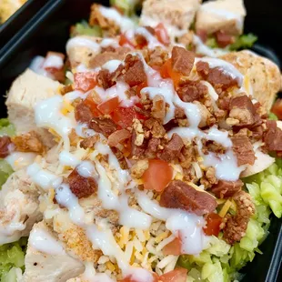 Keto Chicken Bacon Ranch Bowl over Broccoli Rice