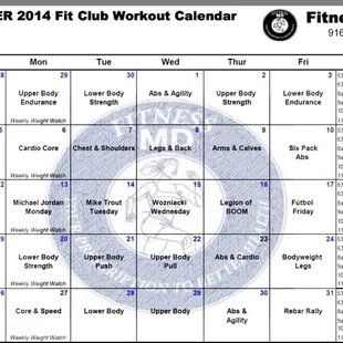 October work out calendar