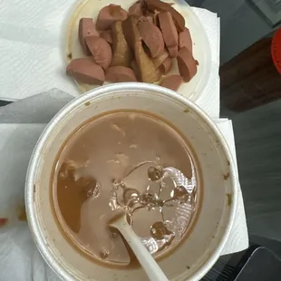 Photo after removing the filler(weenies and pork skin).