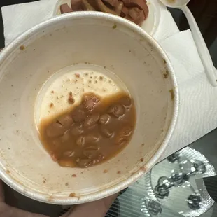 After drinking the juice this is what was left. All weenies and no beans basically