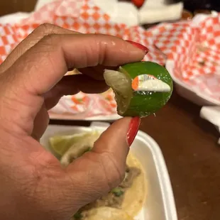 Lime with sticker still on.