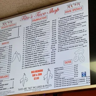 the menu