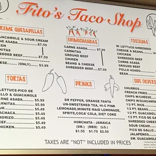 menu
