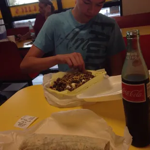 Steak burrito, size is big, but lacking in taste. Come was amazing as always!