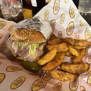 Trumpo Burger with fries. Next time I'll add avocado though .