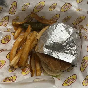 a burger and french fries