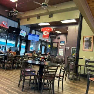a view of the dining area