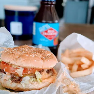 Double cheeseburger combo comes with fries &amp; drink for $10 + change.