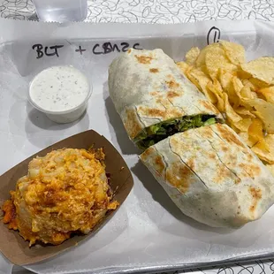a burrito and chips
