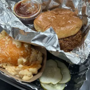 Special of the day 8/2/23:  sloppy Joe with Mac &amp; cheese, comes with a side of sauce and housemade pickles: $11.50