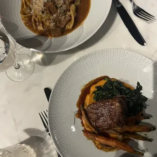 Veal Tagliatelle (phenomenal)  Braised Short Rib (also fantastic)