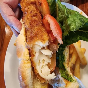 Beer battered fish sandwich