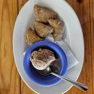 Chocolate Dumplings with Chocolate Ice Cream