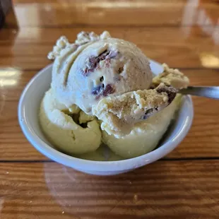 Fitzy&apos;s  homemade ice cream is back. Vanilla, brownie chocolate chip cookie dough.