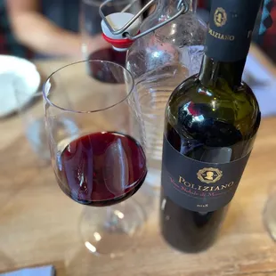 a glass of wine and a bottle of wine